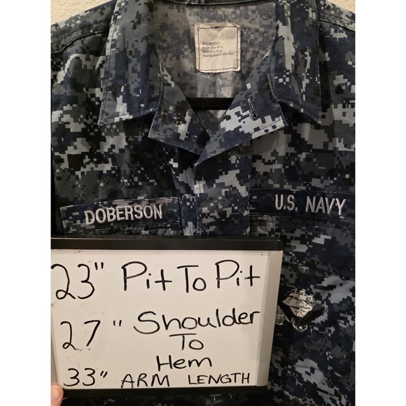 U.S. Navy NWU Type I Digital Blue Blouse Medium Short USN Warfare Insignia - Picture 6 of 7